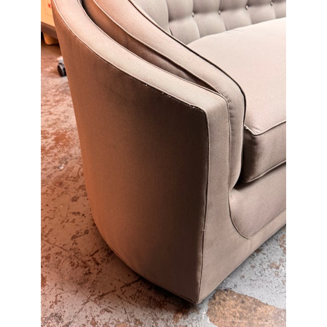 Bespoke Curved Tufted Tuxedo Sofa For Sale - Image 9 of 12