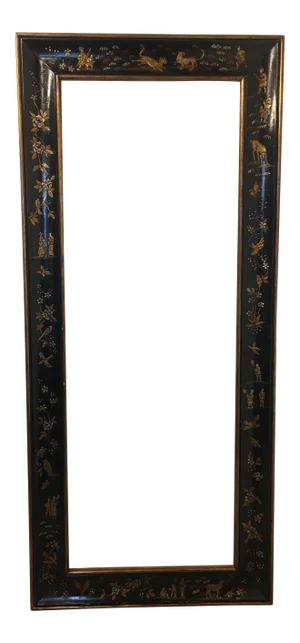 Black Chinoiserie Frame, Birds and Tiger Hunt