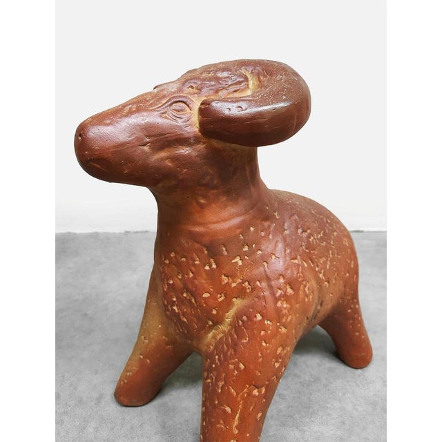 Large Vintage Decorative Ceramic Ram Sculpture For Sale - Image 6 of 8
