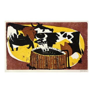 Antonio Frasconi - Summer Pasture Woodcut, Signed (1955) For Sale