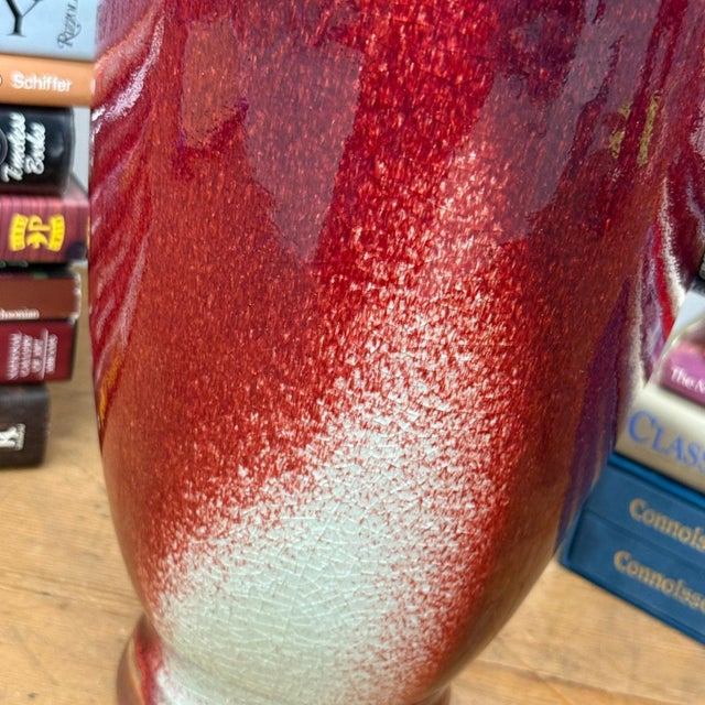 Purple-Red Glazed Ceramic Vase with White Accent For Sale In New York - Image 6 of 10