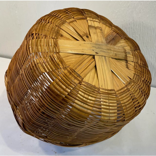 Wood Vintage Round Handled Basket For Sale - Image 7 of 7