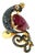 Bochic "Orient" Ruby & Sapphire Swan Cocktail Ring Set 18K & Silver For Sale