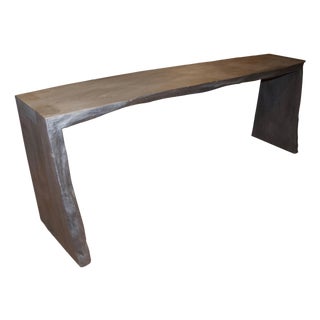 Andrianna Shamaris Triple Burnt Teak Wood Console For Sale