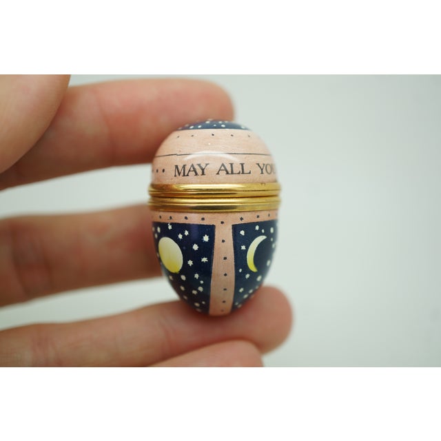 Halcyon Days Enamels England May All Your Dreams Come True Egg Trinket Pill Box For Sale - Image 10 of 11