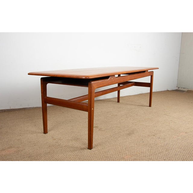 Brown Large Danish Teak Coffee Table with 2 Side Document Holders, 1960 For Sale - Image 8 of 14