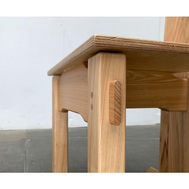 Brown Postmodern Brutalist Wooden Children Chair, 1990s For Sale - Image 8 of 18