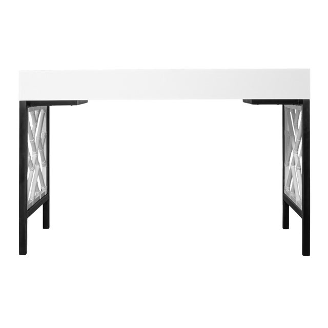 Wood Chippendale Writing Desk - White For Sale - Image 7 of 9