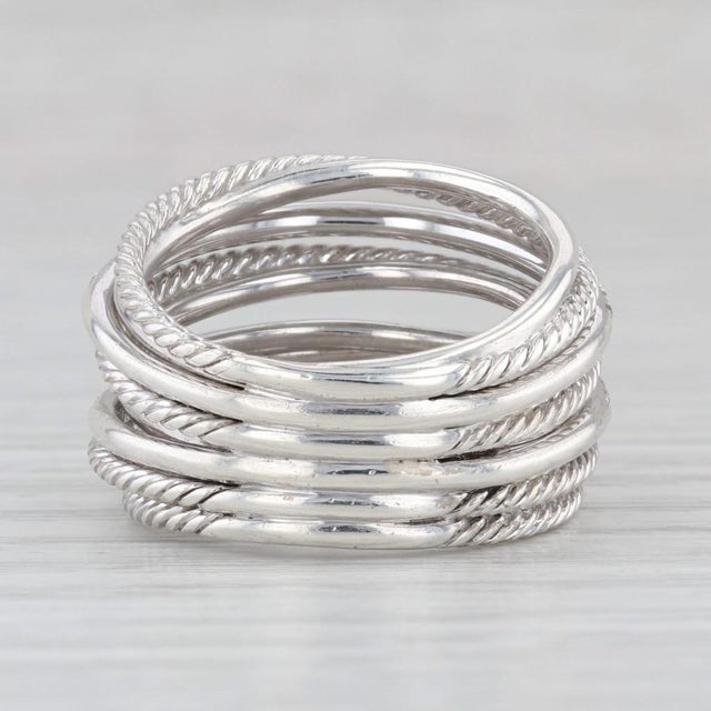 Modern 0.30ctw Diamond David Yurman Crossover Ring Sterling Silver Multi-Band Size 9.25 For Sale - Image 3 of 8