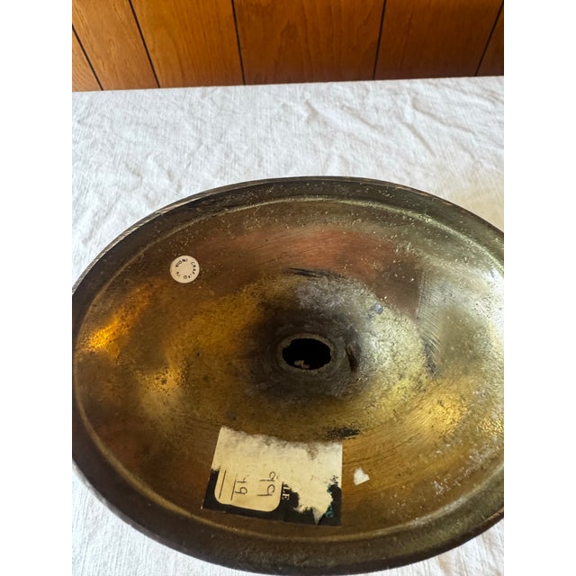 Vintage Mid 20th Century French Brass Compote With Koi Fish Handles For Sale - Image 4 of 6