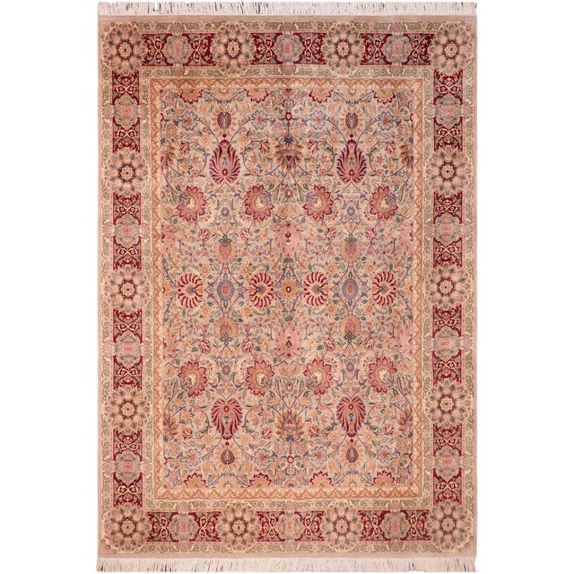 1990's Floral Pak-Persian Taupe/Red Wool Rug - 7'9'' X 10'7'' For Sale - Image 9 of 9