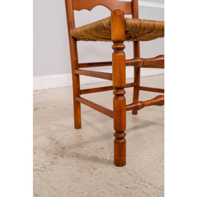 Set of 4 Maple Rush Seat Ladder Back Chairs For Sale - Image 15 of 18