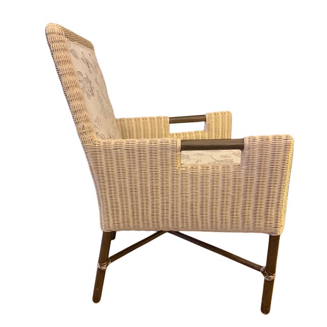 Ivory McGuire Woven Bamboo Rattan and Hardwood Armchairs (Pair) For Sale - Image 8 of 18