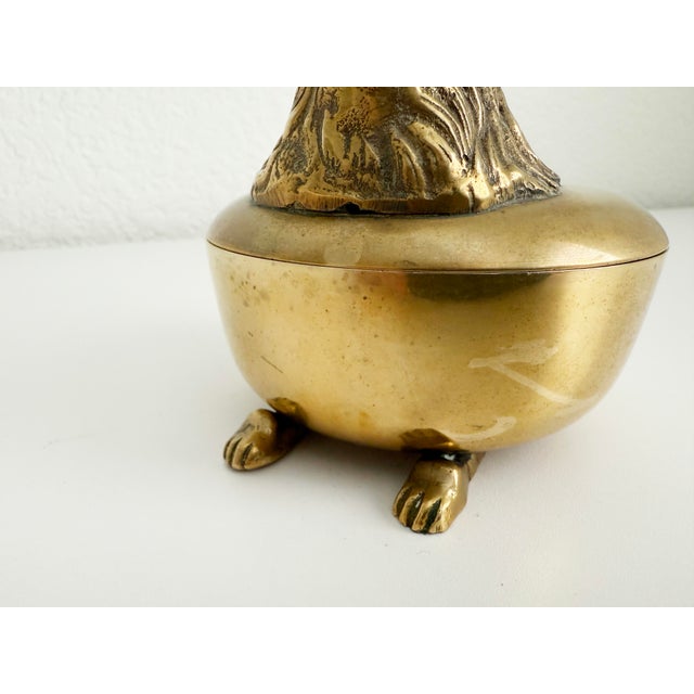 Mid 20th Century Vintage Brass Lion Box For Sale - Image 5 of 7