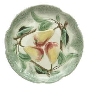 19th Century Majolica Pear Plate Choisy Le Roi