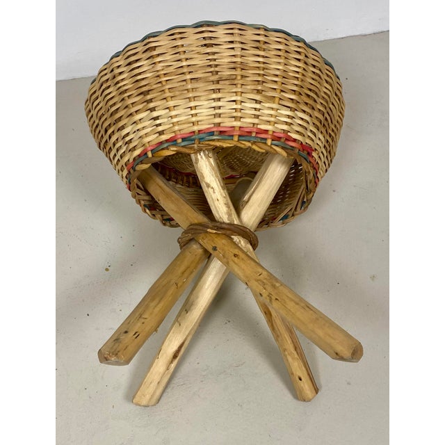 1970s Vintage Rattan Stool, 1970s For Sale - Image 5 of 12