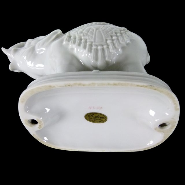 Vintage Andrea by Sadek White Porcelain Elephant Candy Dish | Elephant Lidded Trinket Box | Made in Japan | Foil Sticker For Sale - Image 15 of 16