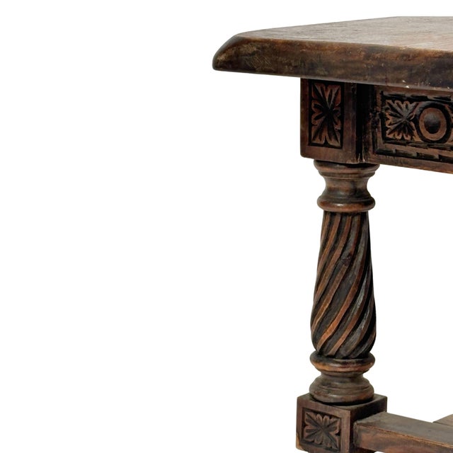 Brown Wabi-Sabi Table with Turned Legs, 1940s For Sale - Image 8 of 11