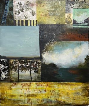 Cheryl Warrick, Abstract Mixed Media Painting African American Woman Artist Cheryl Warrick, 1999