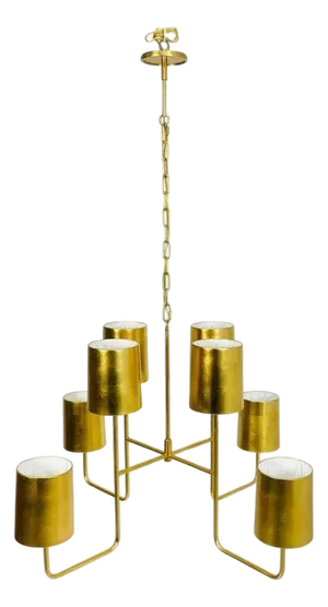 Visual Comfort Barbara Barry “Go Lightly” 8-Light Gold Leaf Chandelier