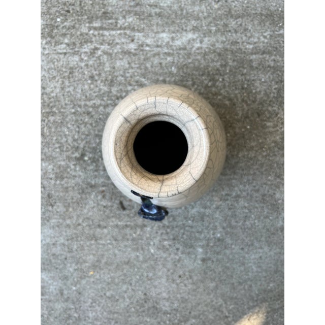 Late 20th Century White and Blue Decorative Ceramic Vase For Sale - Image 10 of 12