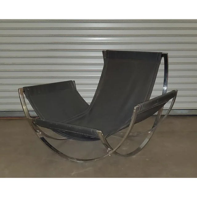 1970s Vintage Italian Curved Chrome Lounge Chair Attributed To Milo Baughman For Stendig For Sale - Image 9 of 12
