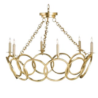 Currey and Co. Modern Gold Leaf Finished Orli Chandelier For Sale