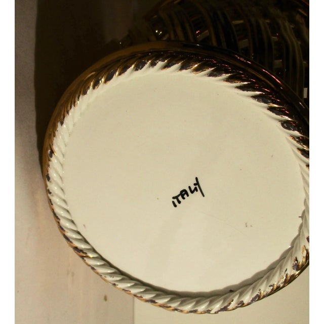 1950s Italian Mid Century Gilt Ceramic Woven Basket For Sale - Image 5 of 8