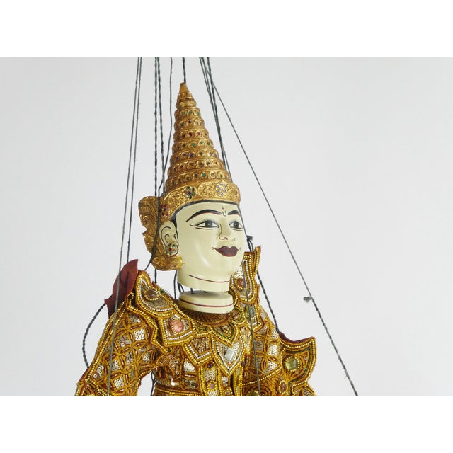 Gold Large Vintage Asian Puppet with Clothing with Beads and Sequins For Sale - Image 8 of 11