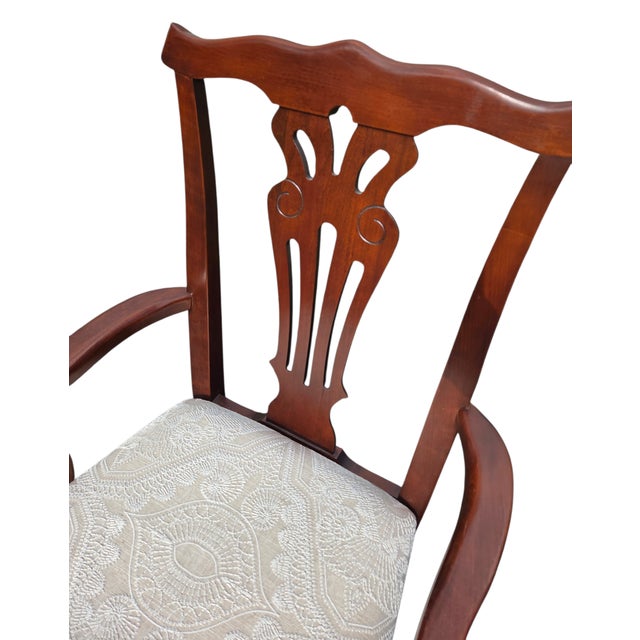 2 Pennsylvania House Cherry Dining Room Armchairs Chippendale Sheild Back For Sale - Image 13 of 14