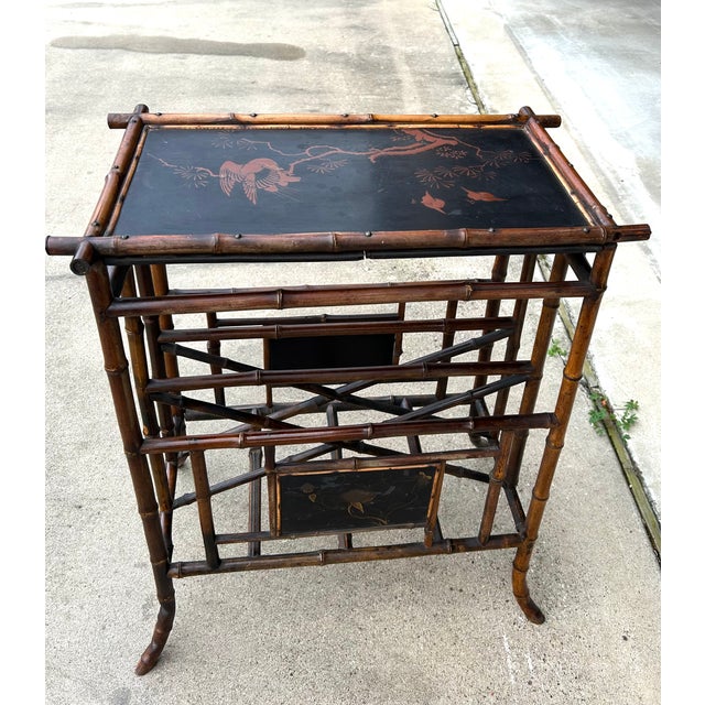 Chinoiserie 19th Century Tiger Bamboo Chinoiserie Side Table For Sale - Image 3 of 6
