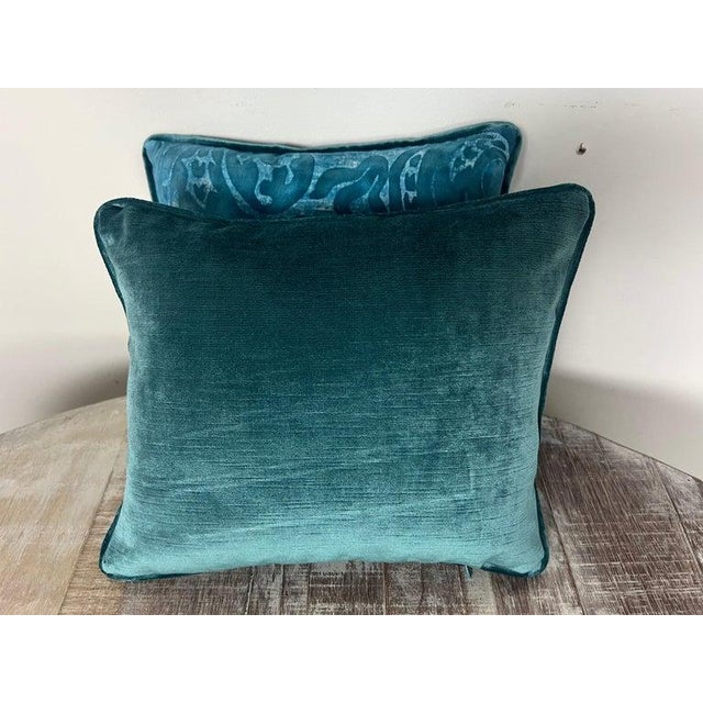 Melissa Levinson Pair of Custom Blue Fortuny Style Pillows For Sale - Image 4 of 4