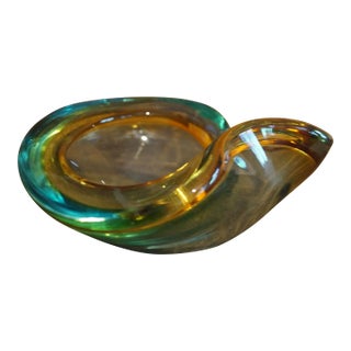 1950s Modernist Barbini Art Glass Sommerso Ashtray Bowl - Attributed to Murano For Sale