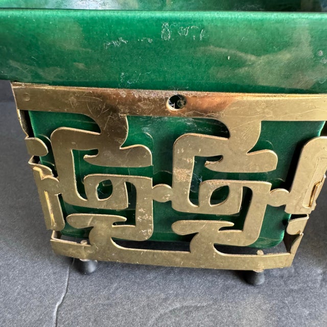 Ceramic Vintage Miramar California Pottery Planters Wall Pockets Green Gold Mid Century Modern For Sale - Image 7 of 12