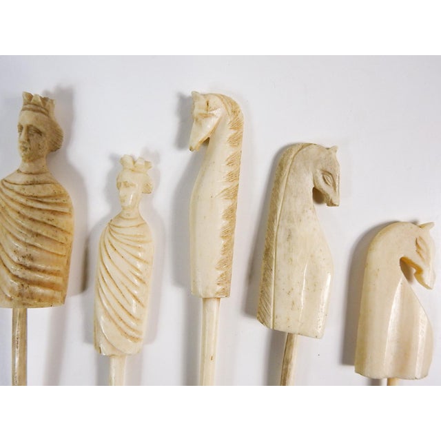 Wood 19th Century Carved Bone Game Pieces Collection With Wood Stand For Sale - Image 7 of 17