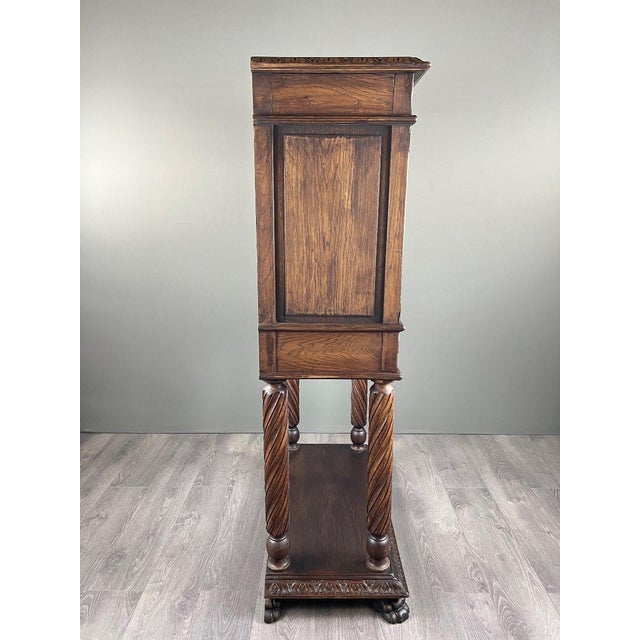 19th Century Neo-Renaissance Carved and Polychrome Wooden Secretary Desk For Sale - Image 12 of 13