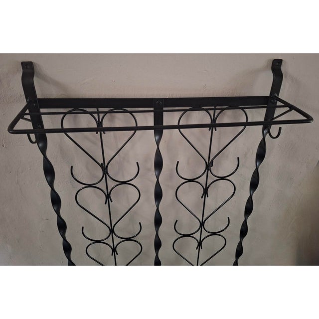 Mid-Century Wall-Mounted Wrought Iron Coat and Hat Rack, 1960s For Sale - Image 6 of 8