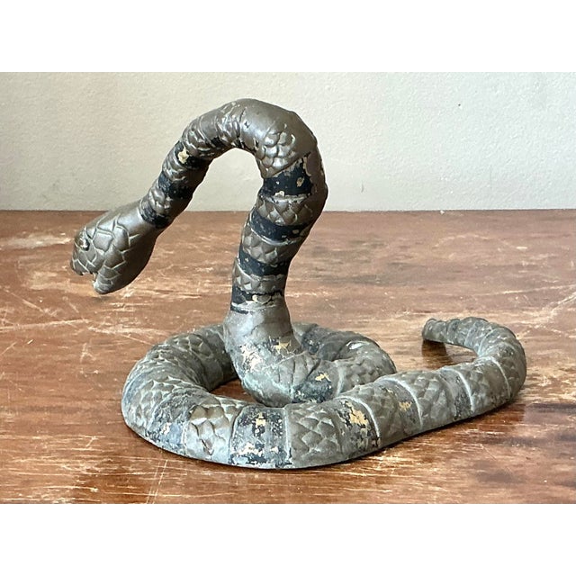 Vintage Boho Bronze Snake For Sale - Image 4 of 7