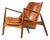 Easy Chair in Teak and Cognac Leather attributed to Ib Kofod-Larsen, 1950s For Sale
