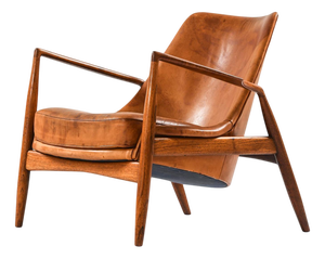 Easy Chair in Teak and Cognac Leather attributed to Ib Kofod-Larsen, 1950s
