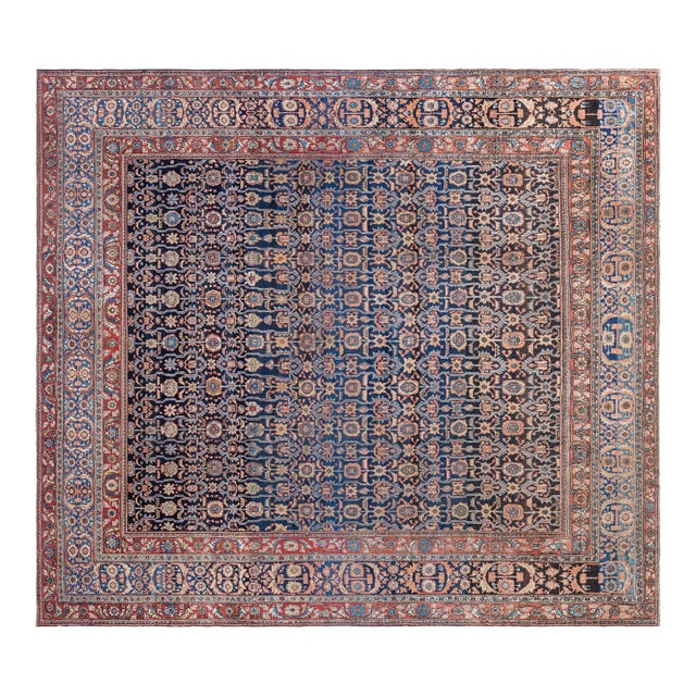 Fine Antique Persian Feraghan Botanic Hand Knotted Wool Rug For Sale