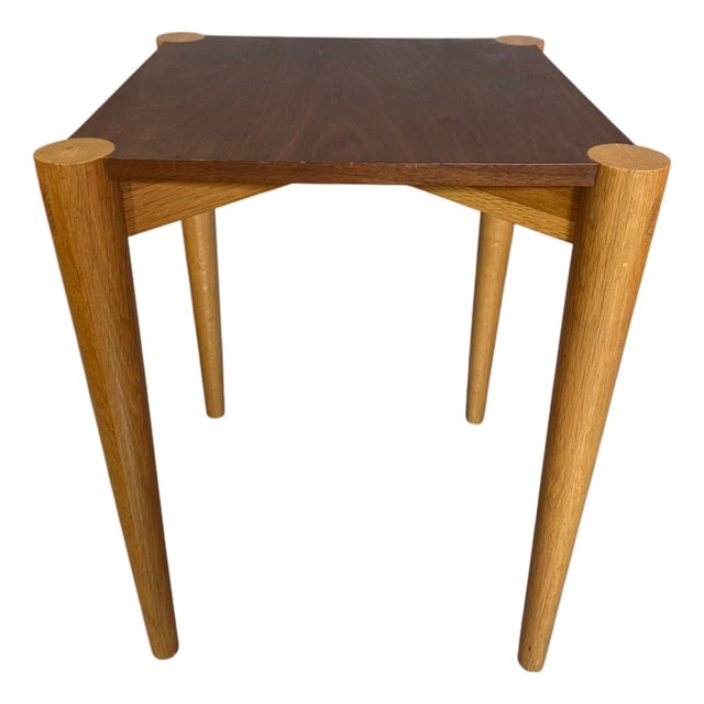 Design by Conran Square Side Table, Walnut-Tone Top, Oak Legs, X-Brace ...