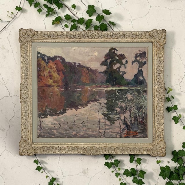 Beautifully atmospheric, this early 20th century Post-Impressionist oil painting on canvas by Jean Stevan (1896-1962),...