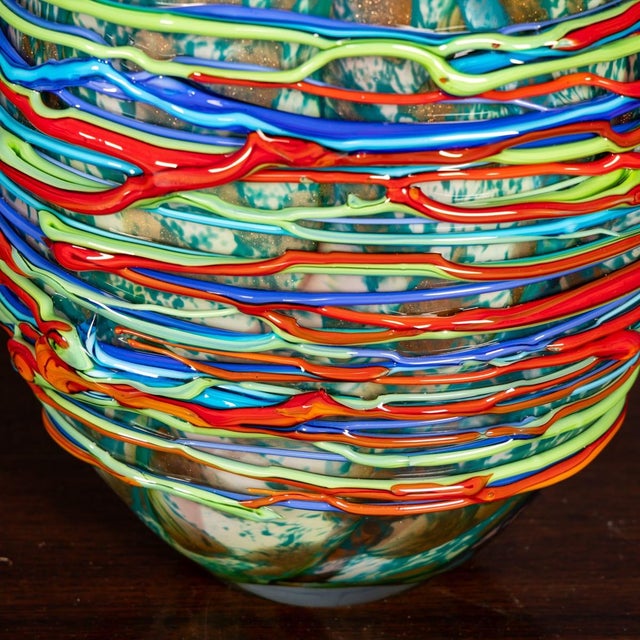 Vintage Italian Hand Blown Millefiori Glass Vase, Murano, 1990s For Sale - Image 9 of 18