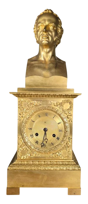 French Empire Gilded Bronze Mantel Clock, 1800s