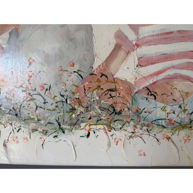 1980s Vintage Shallom Two Girls Impressionist Textured Oil on Board Painting, Framed For Sale - Image 10 of 12