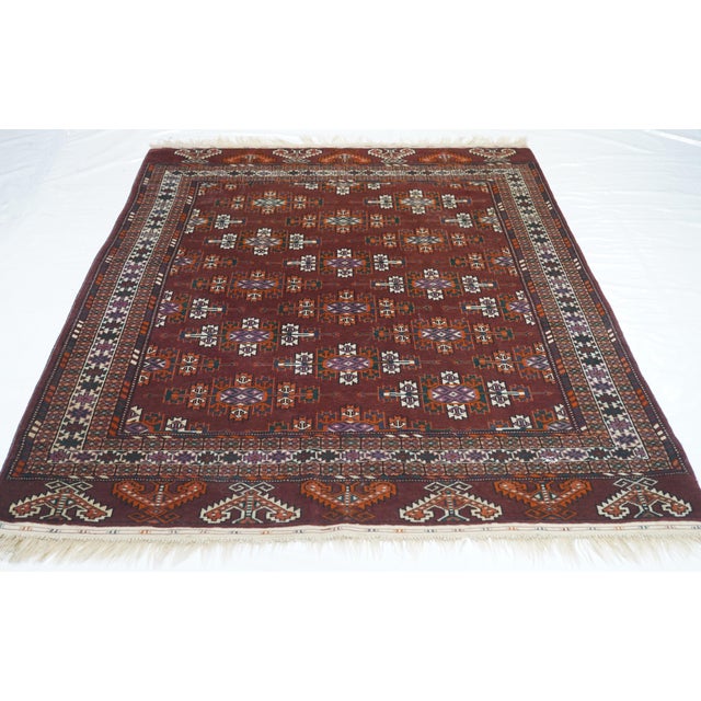 Brown Late 19th Century Antique Turkmen Rug 4'4'' X 6'2'' For Sale - Image 8 of 11