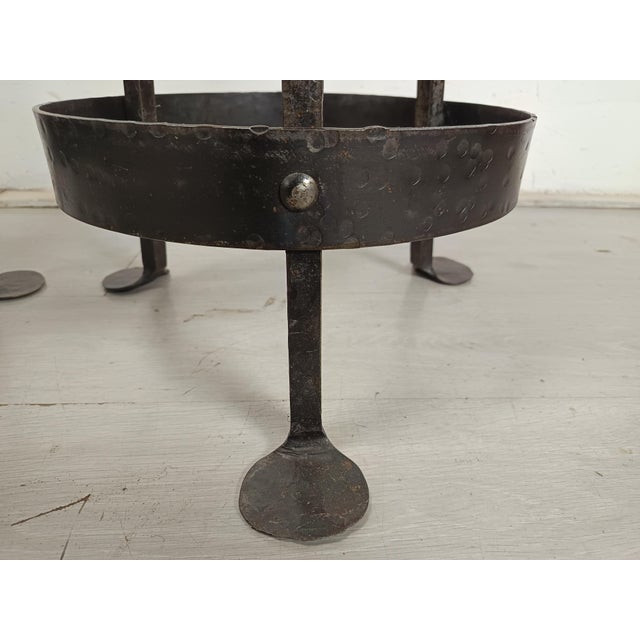 Brutalist Bar Stools in Elm and Wrought Iron, 1950s, Set of 2 For Sale - Image 13 of 14