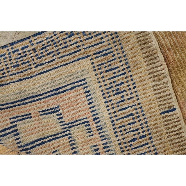 Mid 18th Century 1750s Orange Peach Medallion Hand Knotted Wool Antique Chinese Ningxia Rug 2' 7" X 4' 9" Carpet For Sale - Image 5 of 6