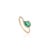 Modernist Pear Shape Emerald & Diamond Halo Ring in 14k Yellow Gold Size 6 For Sale - Image 4 of 17